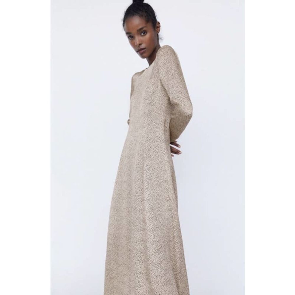 Zara Midi Dress Round Neck Long Sleeve - Picture 7 of 8